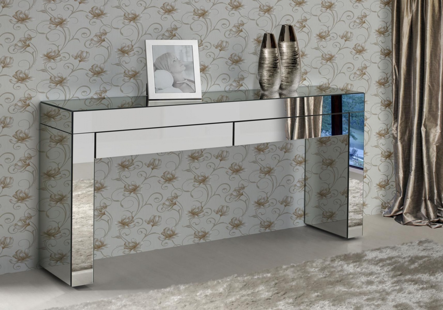 Aparador com Duas Gavetas Alliance Espelho Liso