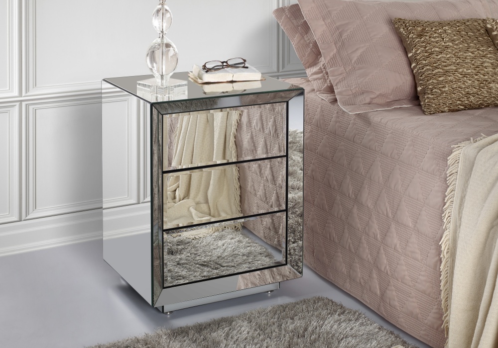 Mesa de Cabeceira Lorena 03 Gavetas com Fecho Toque 