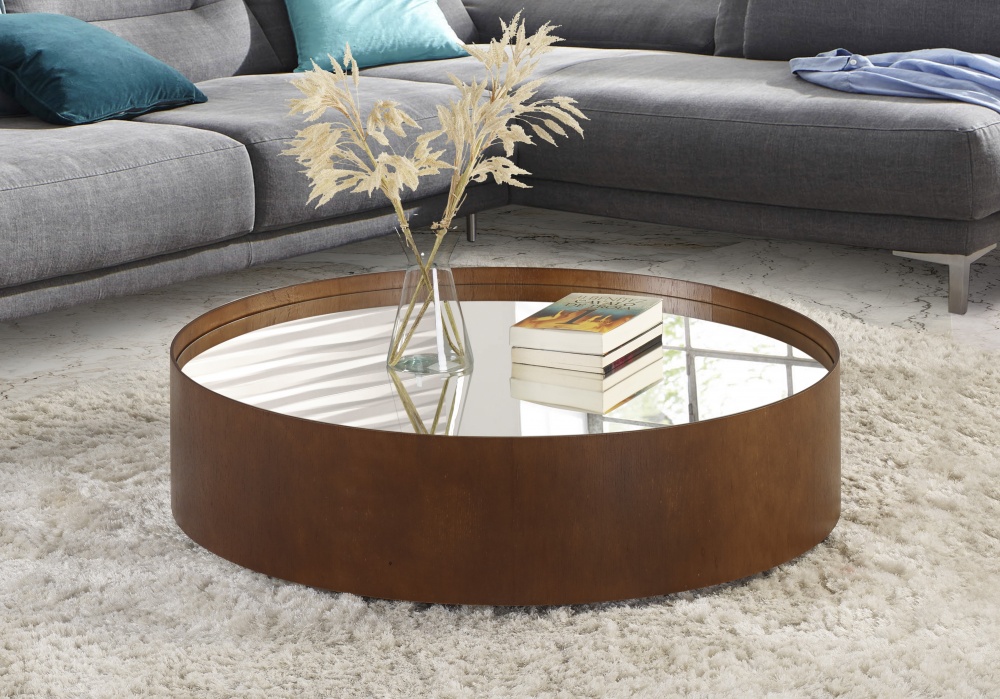 Mesa de Centro na cor Castanho com Tampo Espelhado